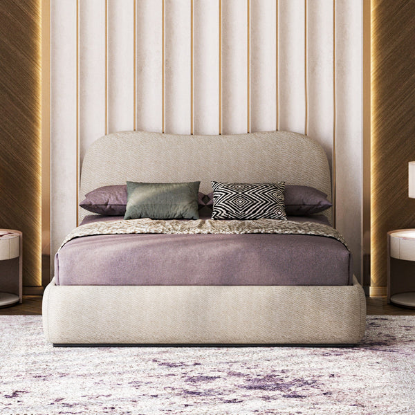 Curvy Chanel And Swedish Wood Bed - Beige By Alhome