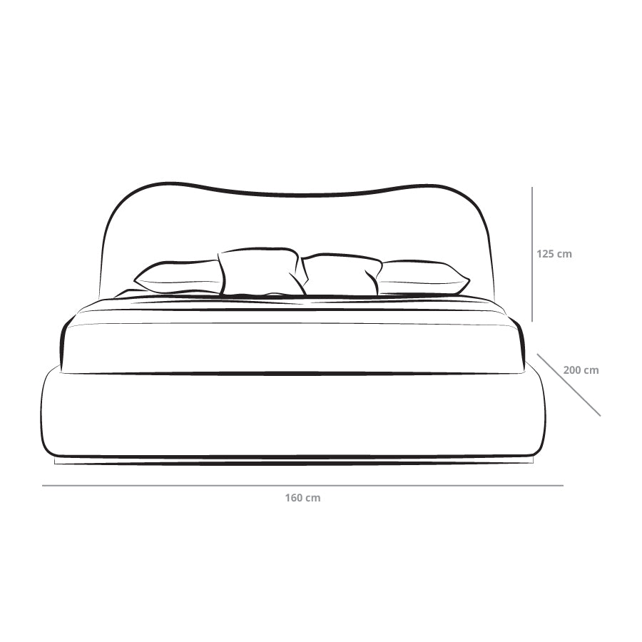 Curvy Chanel & Swedish Wood King Size Bed by Alhome  - 200x200x125 cm - Beige