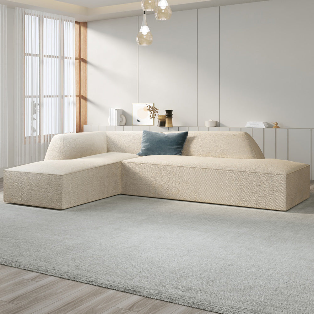 Linen L Shape Sofa by Alhome - 85x180x250x75 cm - Beige