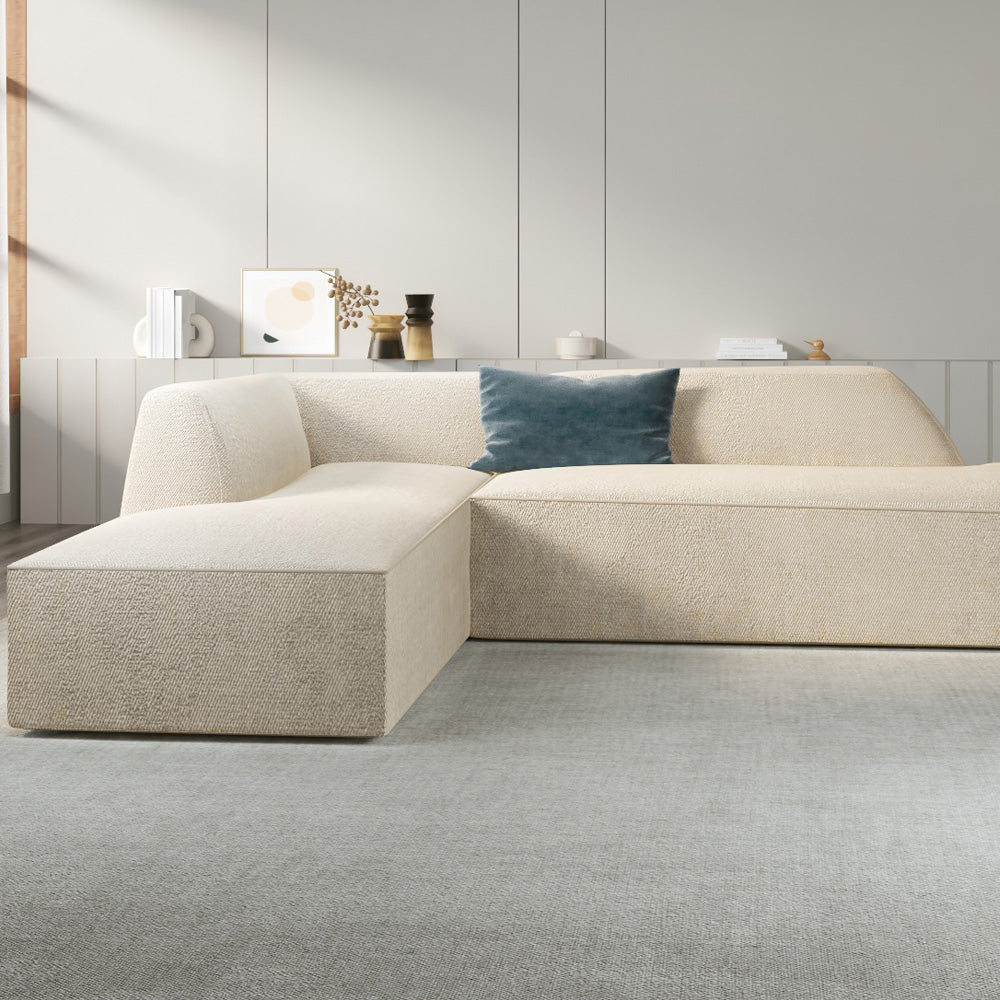 Linen L Shape Sofa by Alhome - 85x180x250x75 cm - Beige