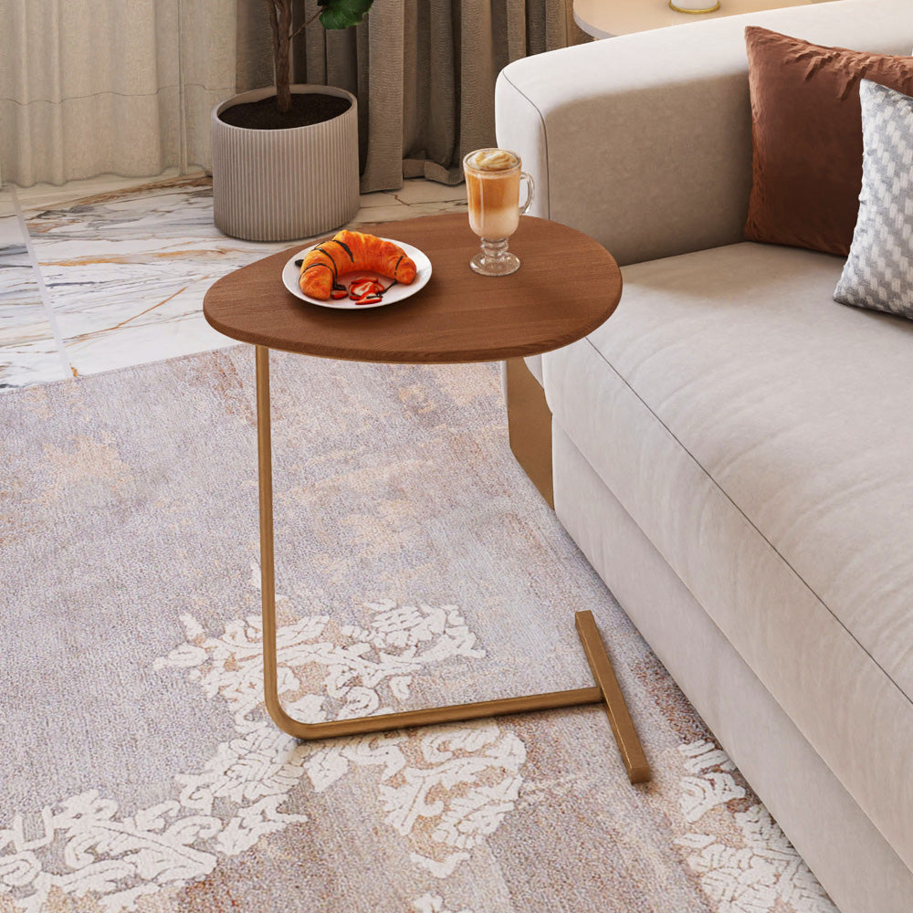 Wood And Iron Side Table by Alhome - 35x55 cm - Brown & Gold