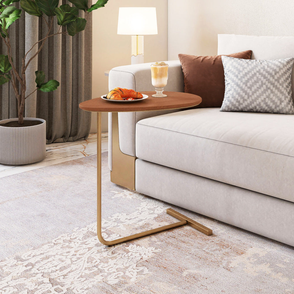 Wood And Iron Side Table by Alhome - 35x55 cm - Brown & Gold