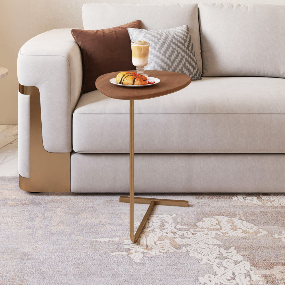 Wood And Iron Side Table by Alhome - 35x55 cm - Brown & Gold