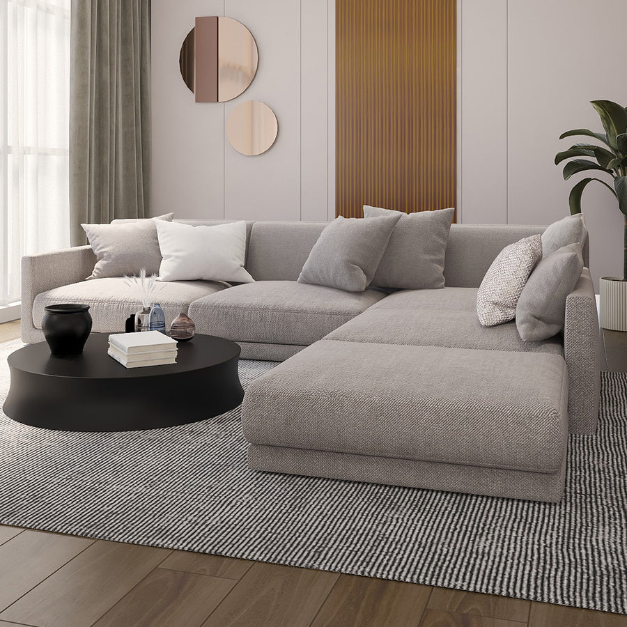 Linen & Swedish Wood L-Shape Sofa by Alhome - 280x280x90x75 cm