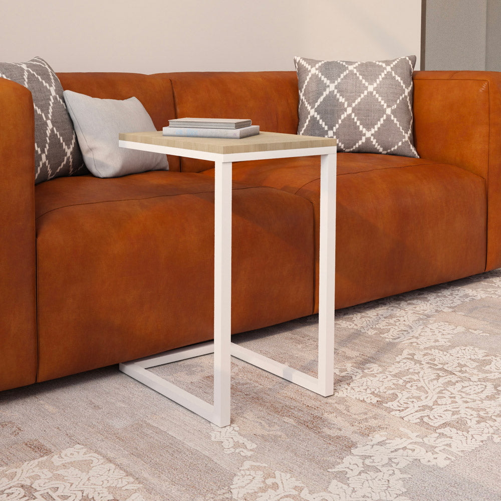 Iron and Side Table Beige and White - 40x35x60 cm By Alhome