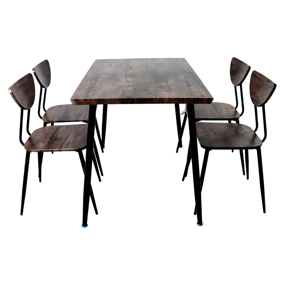 Family Ship Rectangular dining table set with 4 brown and black wooden chairs - ALHOME