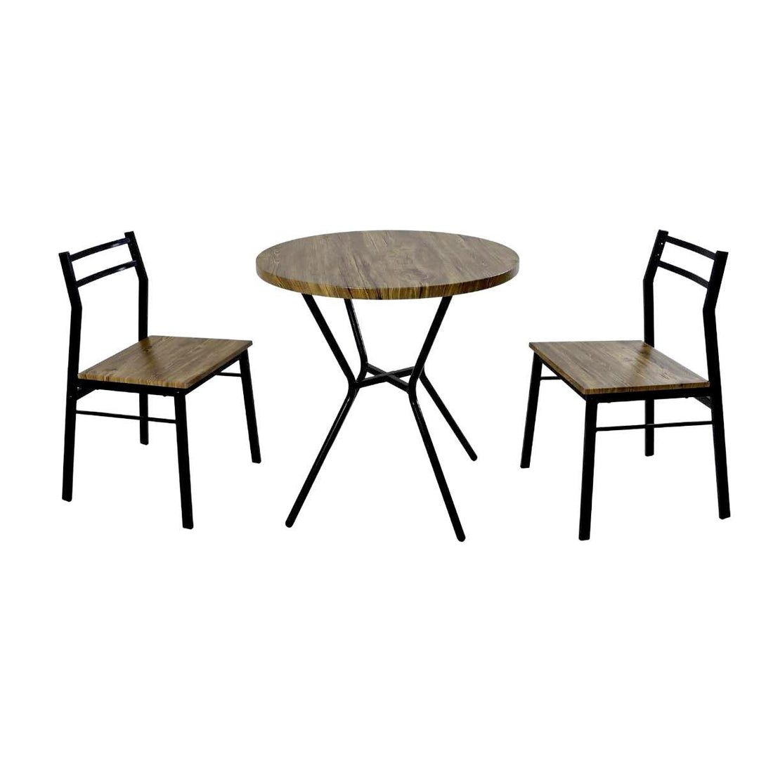 Family Ship Dining table set with 2 brown and black wooden chairs - ALHOME