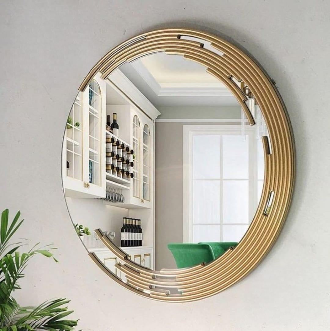 Family Ship Round wall mirror with gold side decor - ALHOME