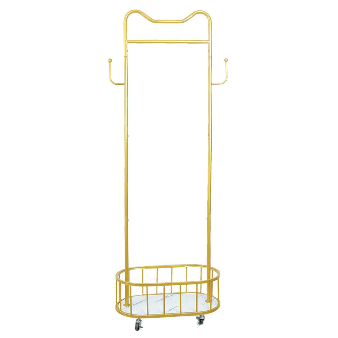 Family Ship Double iron clothes hanger and organizer with golden color basket - ALHOME