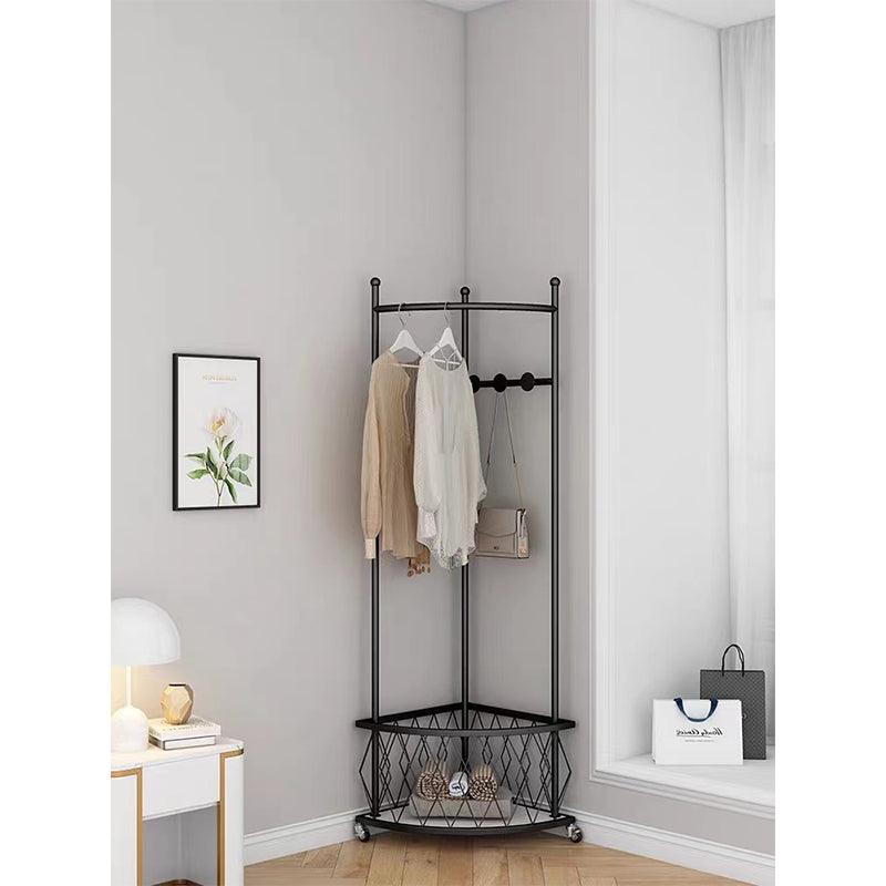 Family Ship Triple iron clothes hanger and organizer with basket, black - ALHOME