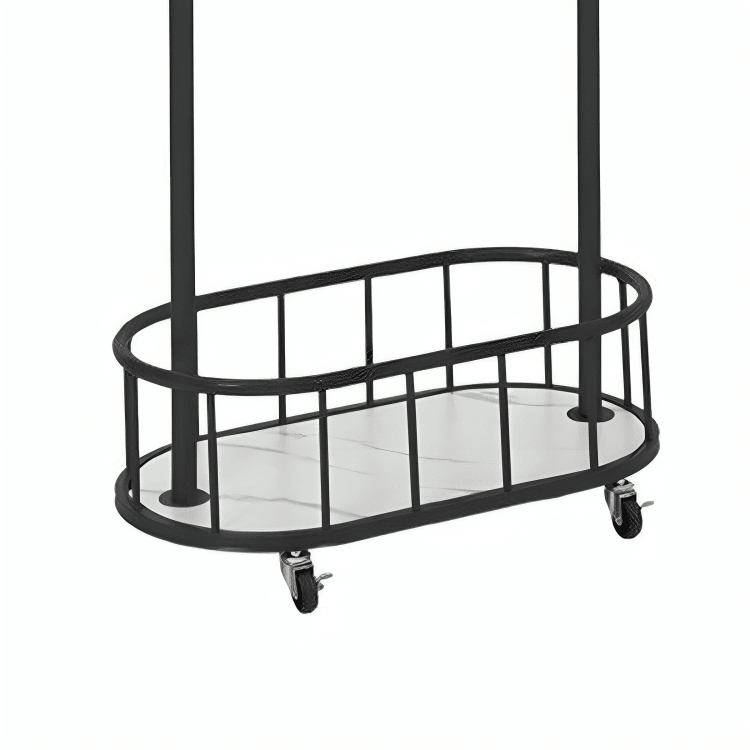 Family Ship Double iron clothes hanger and organizer with basket, black - ALHOME