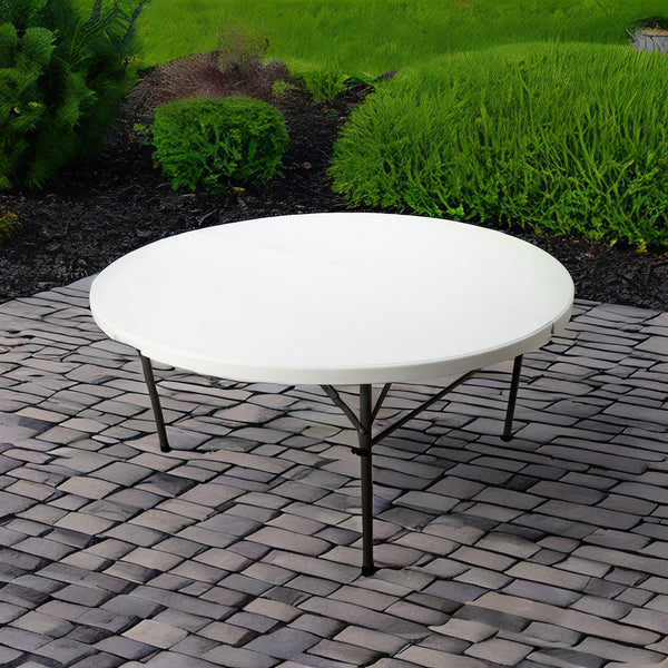 Foldable circular fiber table, 74*74*152, black and white