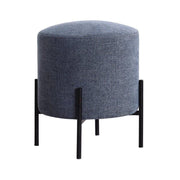 Alhome Linen Navy Pouf Malaysian Wood, Linen Fabric, Navy Color (40x40x46) - Zrafh.com - Your Destination for Baby & Mother Needs in Saudi Arabia