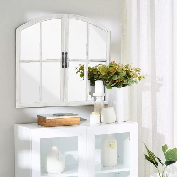 Family Ship Double-door window wall mirror, white - ALHOME