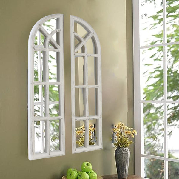 Family Ship Double-door window wall mirror, white - ALHOME