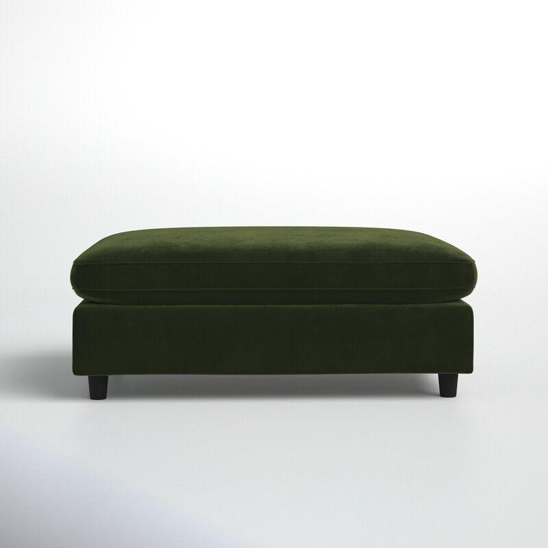 Alhome Velvet Olive Pouf Malaysian Wood, Velvet Fabric, Olive Color (60x45x50) - ALHOME