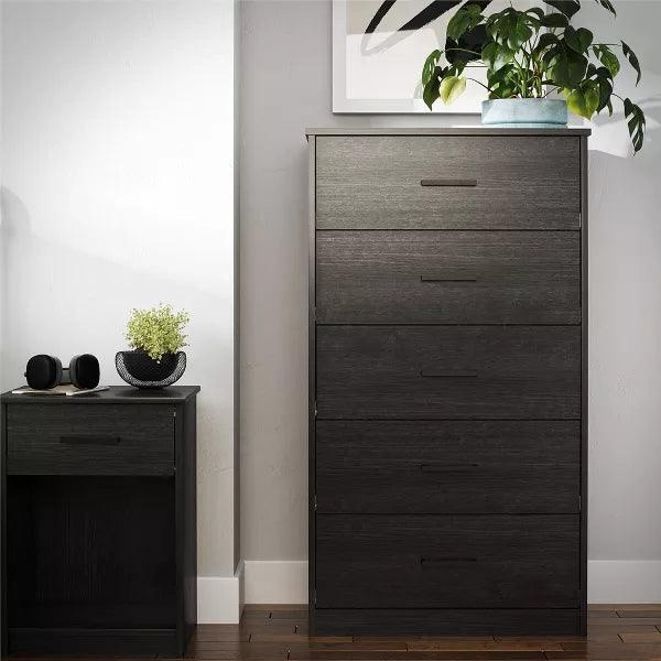 Alhome Black Unit Drawers: Stylish and Spacious Storage Solution in Compressed Wood - ALHOME