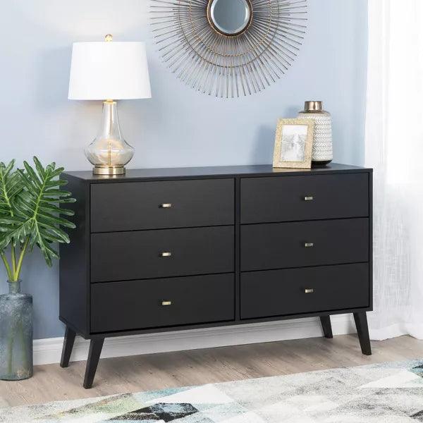 Alhome Black Unit Drawers: Stylish and Spacious Storage Unit in Compressed Wood - ALHOME