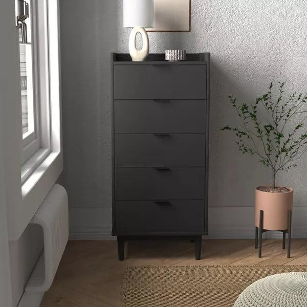 Alhome Black Unit Drawers: Sleek and Versatile Storage Unit in Compressed Wood - ALHOME