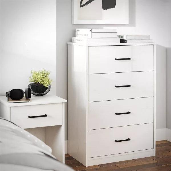 Alhome White Unit Drawers: Contemporary Storage Solution in Compressed Wood - ALHOME