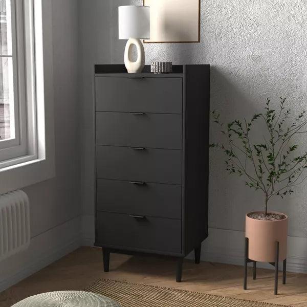 Alhome Black Unit Drawers: Sleek and Versatile Storage Unit in Compressed Wood - ALHOME