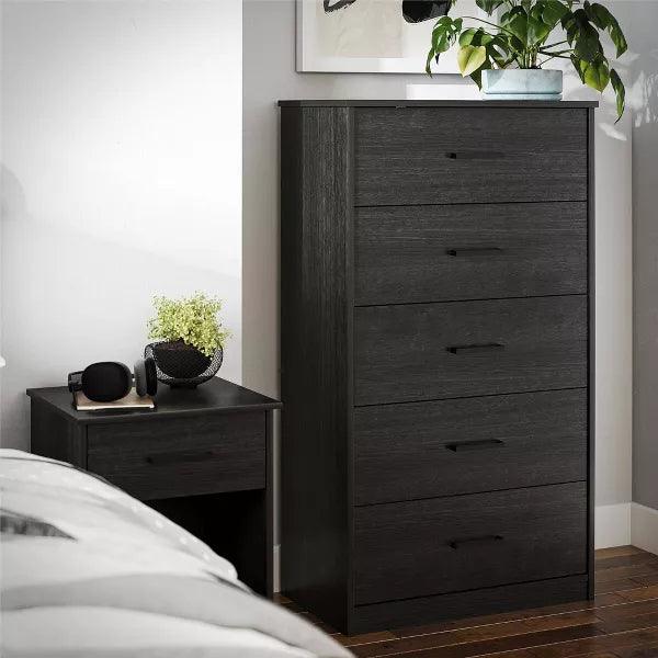 Alhome Black Unit Drawers: Stylish and Spacious Storage Solution in Compressed Wood - ALHOME