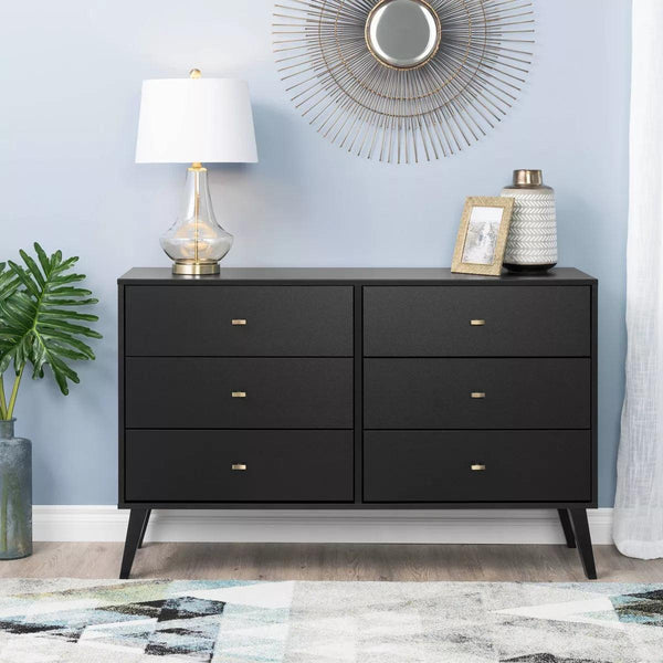 Alhome Black Unit Drawers: Stylish and Spacious Storage Unit in Compressed Wood - ALHOME