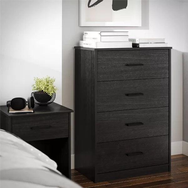 Alhome Black Unit Drawers: Contemporary and Efficient Storage Solution in Compressed Wood - ALHOME