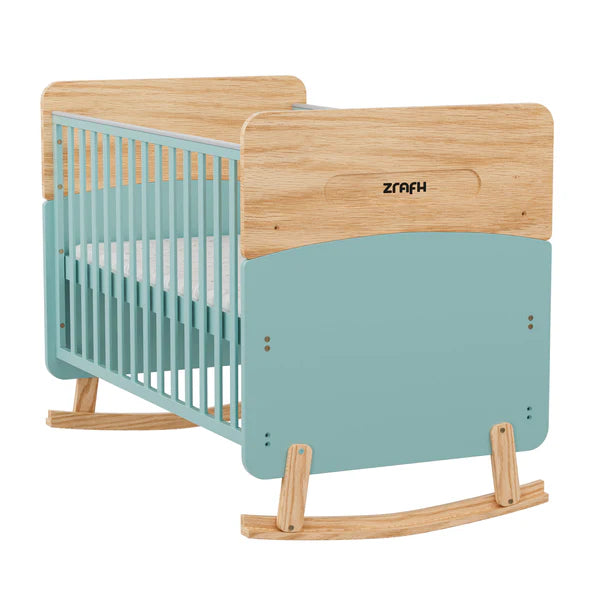 Wooden Convertible Baby Crib to Toddler Bed with Mosquito Net Green/Almond - WBB910-1G