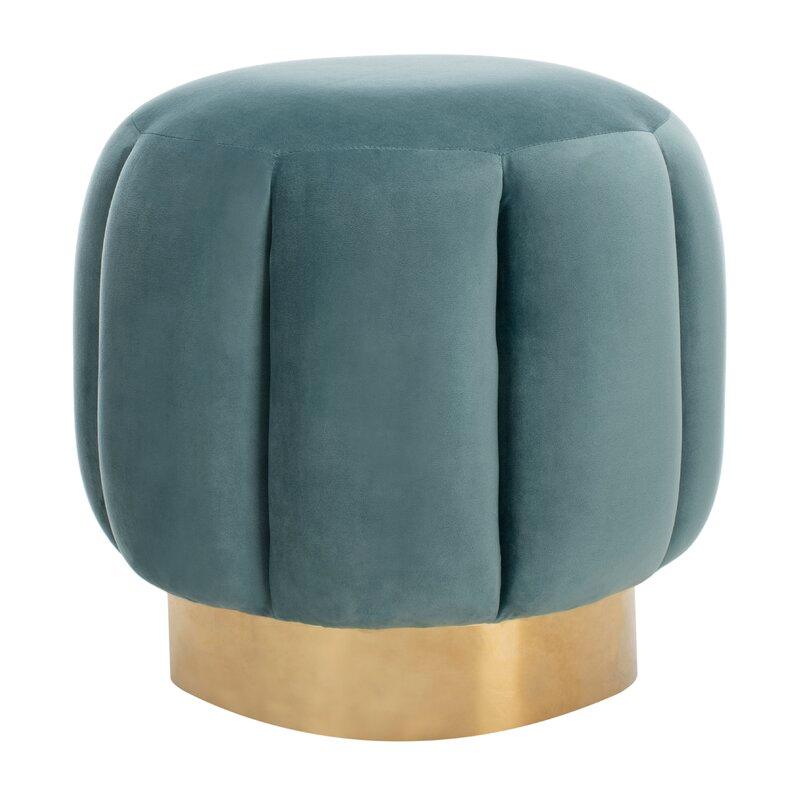 Alhome Velvet Tiffany Pouf Malaysian Wood, Velvet Fabric, Tiffany Color (45x45x45) - ALHOME