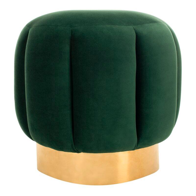 Alhome Velvet Green Pouf Malaysian Wood, Velvet Fabric, Green Color (45x45x45) - ALHOME