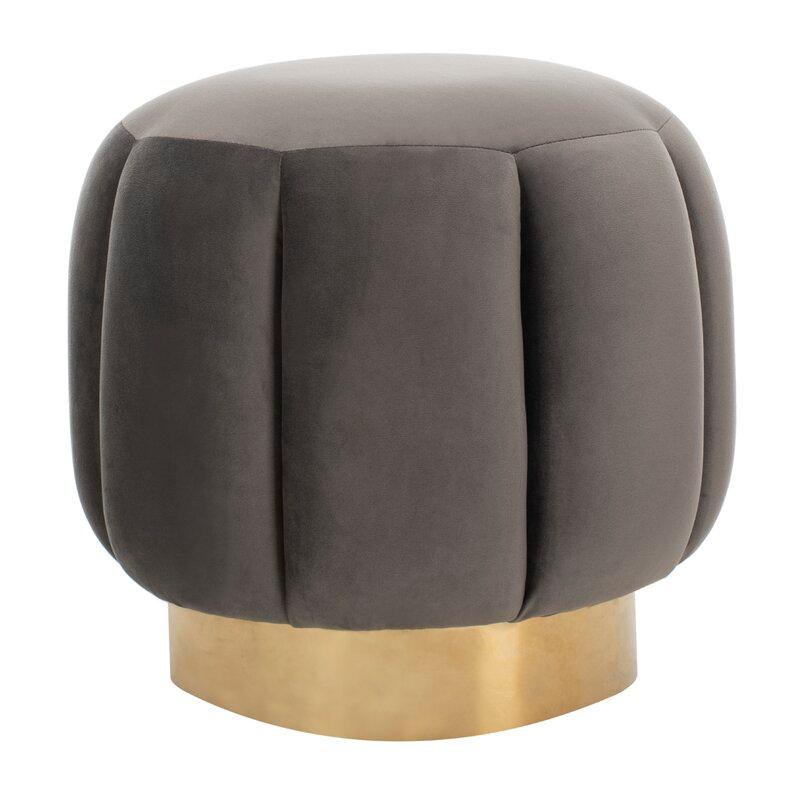 Alhome Velvet Gray Pouf Malaysian Wood, Velvet Fabric, Gray Color (45x45x45) - ALHOME