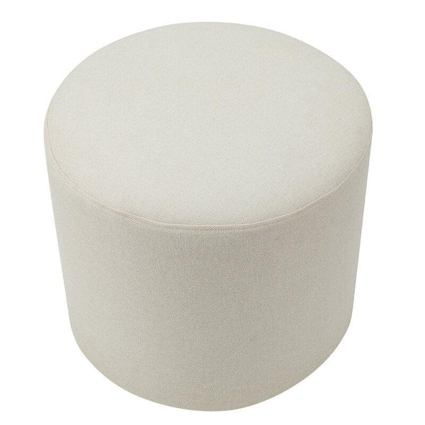 Alhome Linen White Pouf Malaysian Wood, Linen Fabric, White Color (40x40x40) - ALHOME