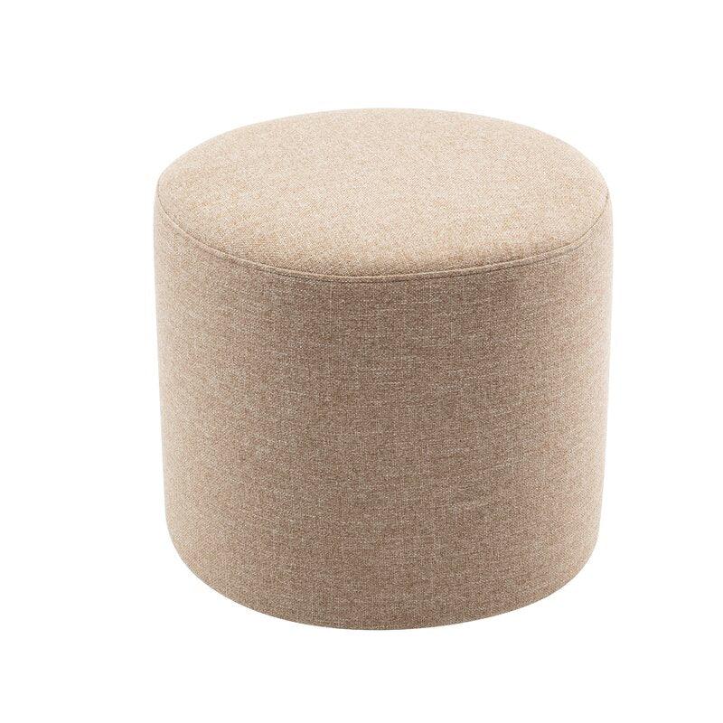 Alhome Linen Beige Pouf Malaysian Wood, Linen Fabric, Beige Color (40x40x45) - ALHOME