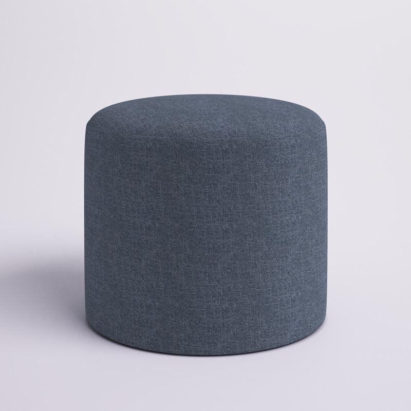 Alhome Linen Blue Pouf Malaysian Wood, Linen Fabric, Blue Color (40x40x40) - ALHOME