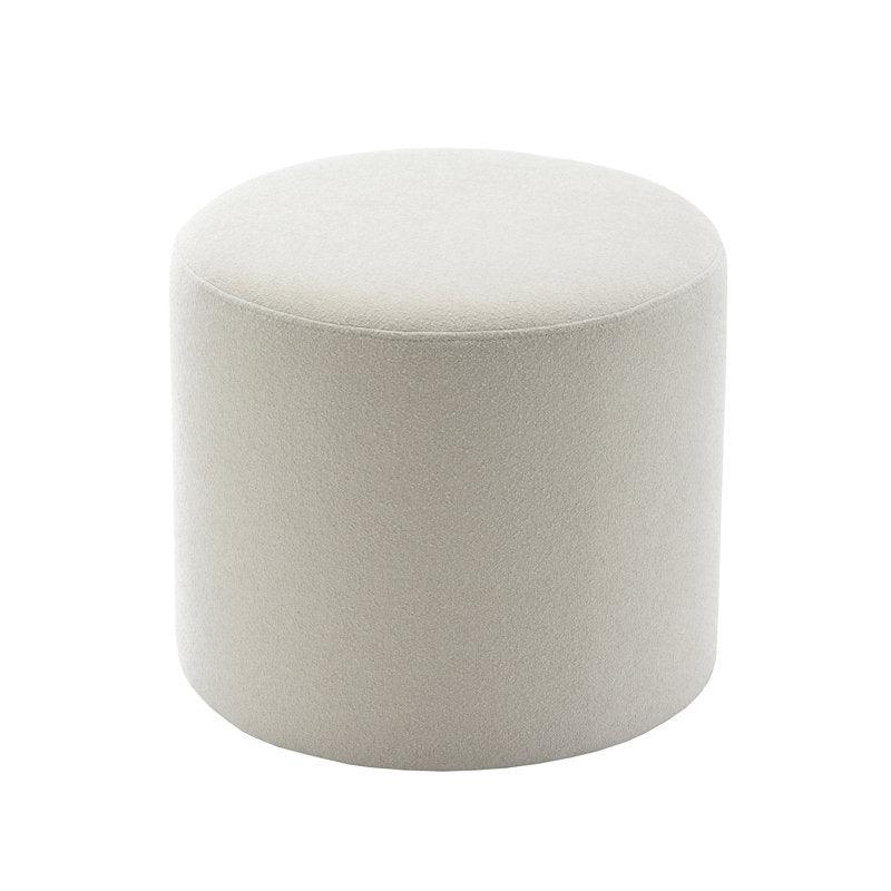 Alhome Linen White Pouf Malaysian Wood, Linen Fabric, White Color (40x40x40) - ALHOME