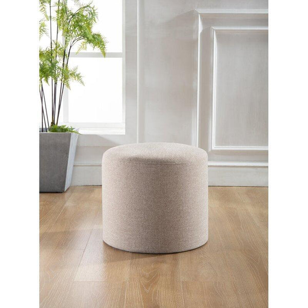 Alhome Linen Beige Pouf Malaysian Wood, Linen Fabric, Beige Color (40x40x45) - ALHOME