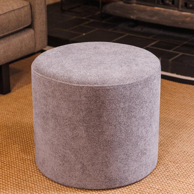 Alhome Linen Gray Pouf Malaysian Wood, Linen Fabric, Gray Color (40x40x40) - ALHOME