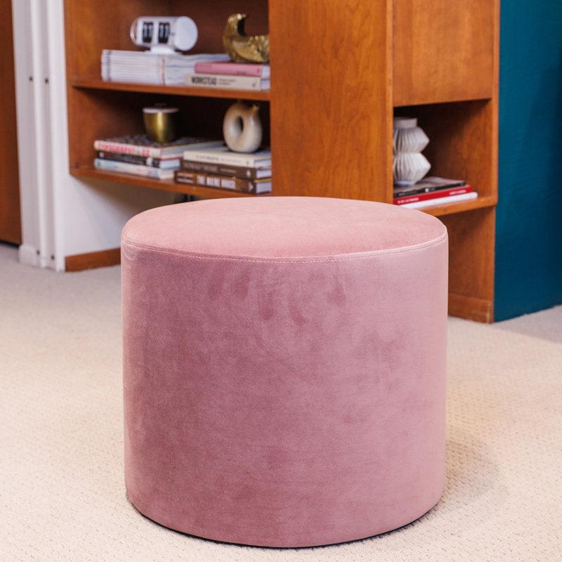 Alhome Velvet Pink Pouf Malaysian Wood, Velvet Fabric, Pink Color (40x40x40) - ALHOME