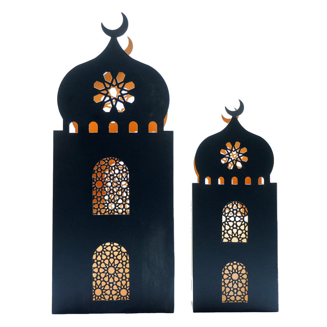 Family Ship A set of two iron Ramadan lanterns with black color - ALHOME