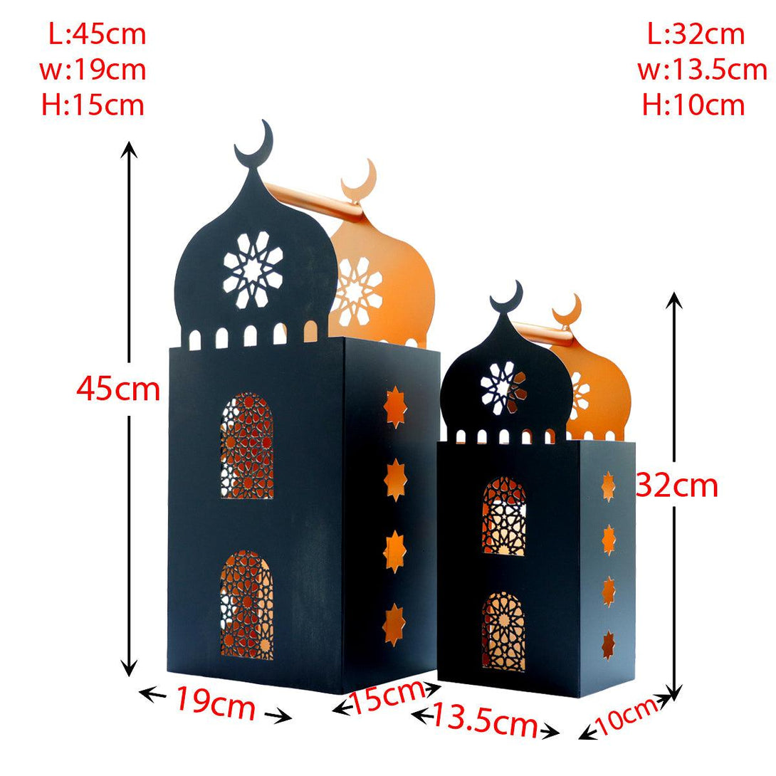 Family Ship A set of two iron Ramadan lanterns with black color - ALHOME