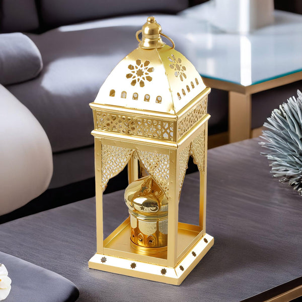 Family Ship Iron Ramadan lantern with golden lighting - ALHOME