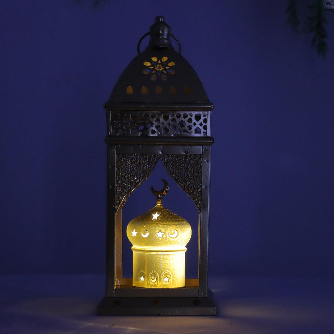 Family Ship Iron Ramadan lantern with golden lighting - ALHOME