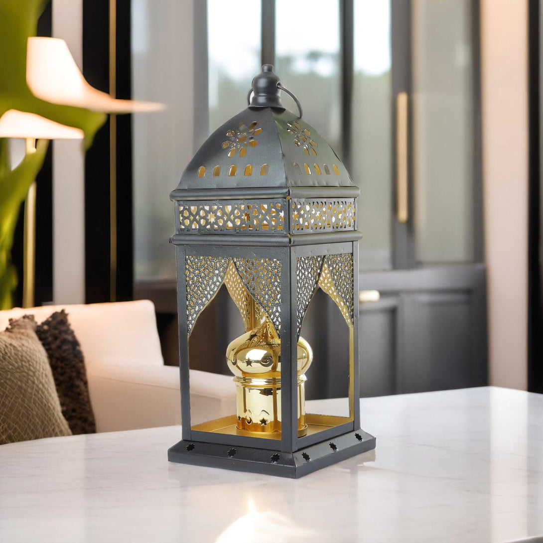 Family Ship Iron Ramadan lantern with black lighting - ALHOME