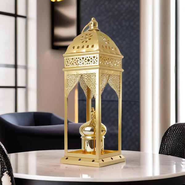 Family Ship Iron Ramadan lantern with golden lighting - ALHOME