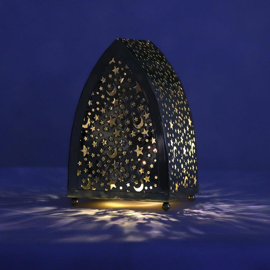 Family Ship Iron Ramadan lantern with golden lighting - ALHOME