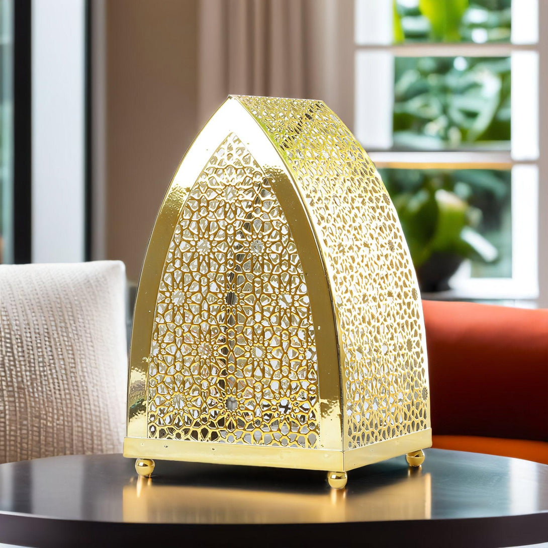 Family Ship Iron Ramadan lantern with golden lighting - ALHOME