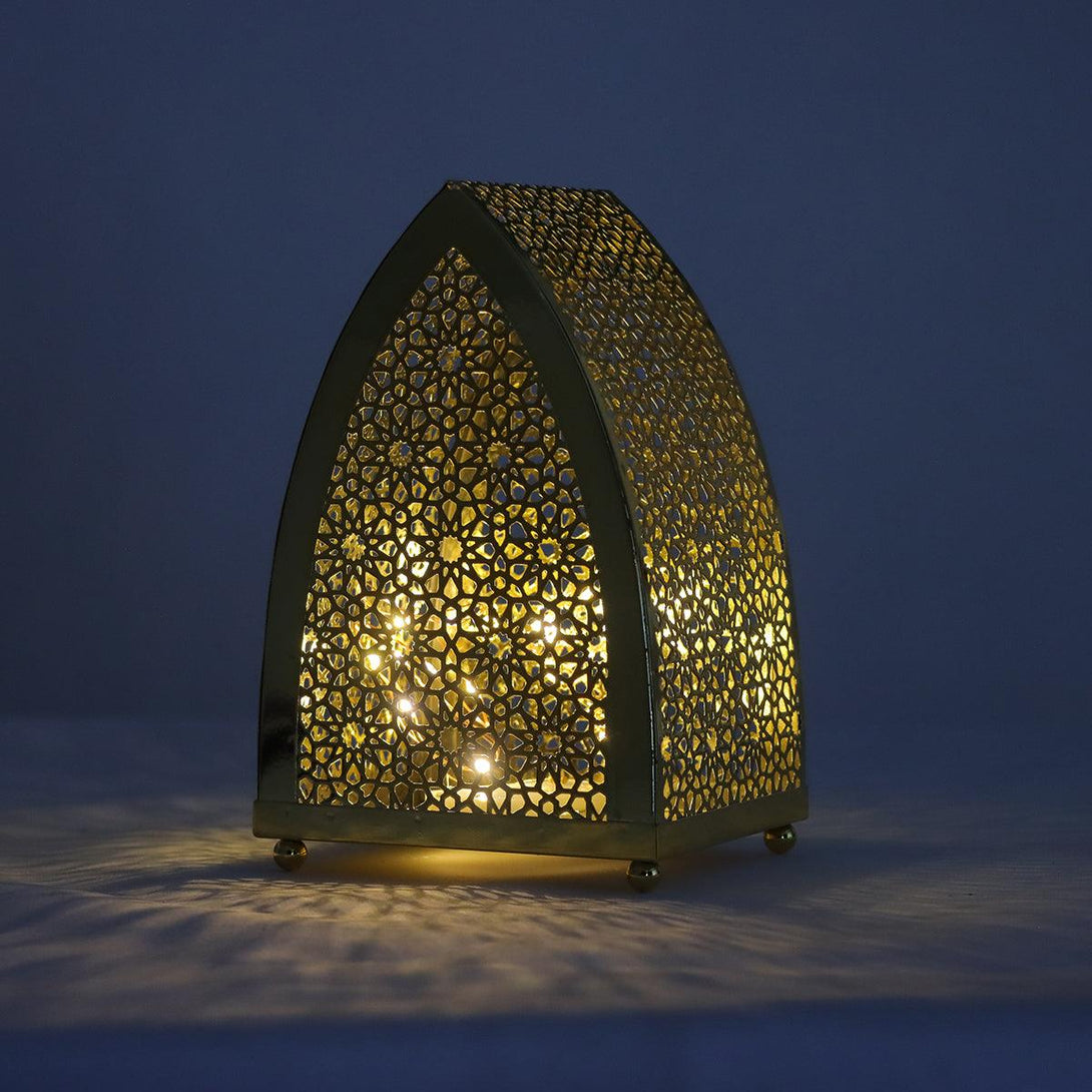 Family Ship Iron Ramadan lantern with golden lighting - ALHOME