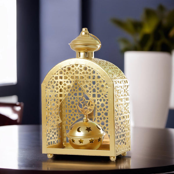 Family Ship Iron Ramadan lantern with golden lighting - ALHOME