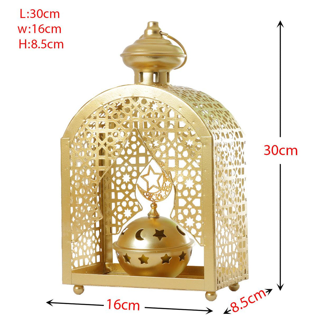 Family Ship Iron Ramadan lantern with golden lighting - ALHOME